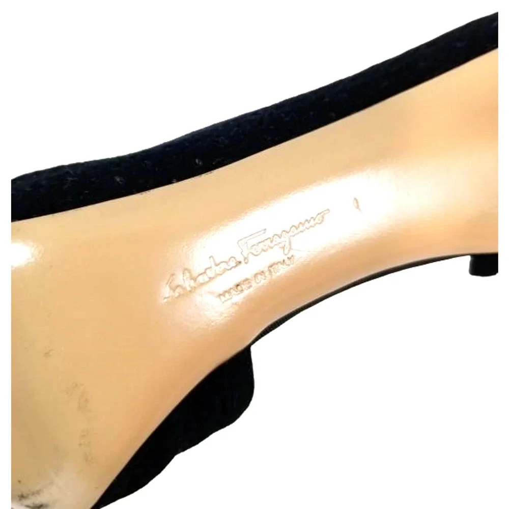 Salvatore Ferragamo Shoes Pumps Heels Stilettos Suede Black Authentic‎ Size 9.5